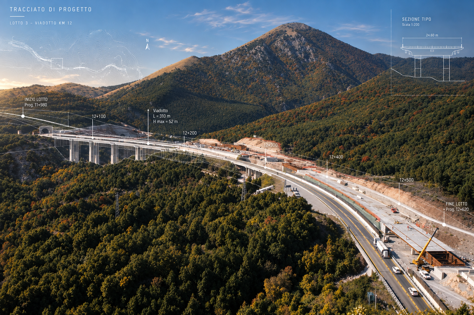 Infrastruttura viaria inserita nel territorio con sovrapposizioni progettuali