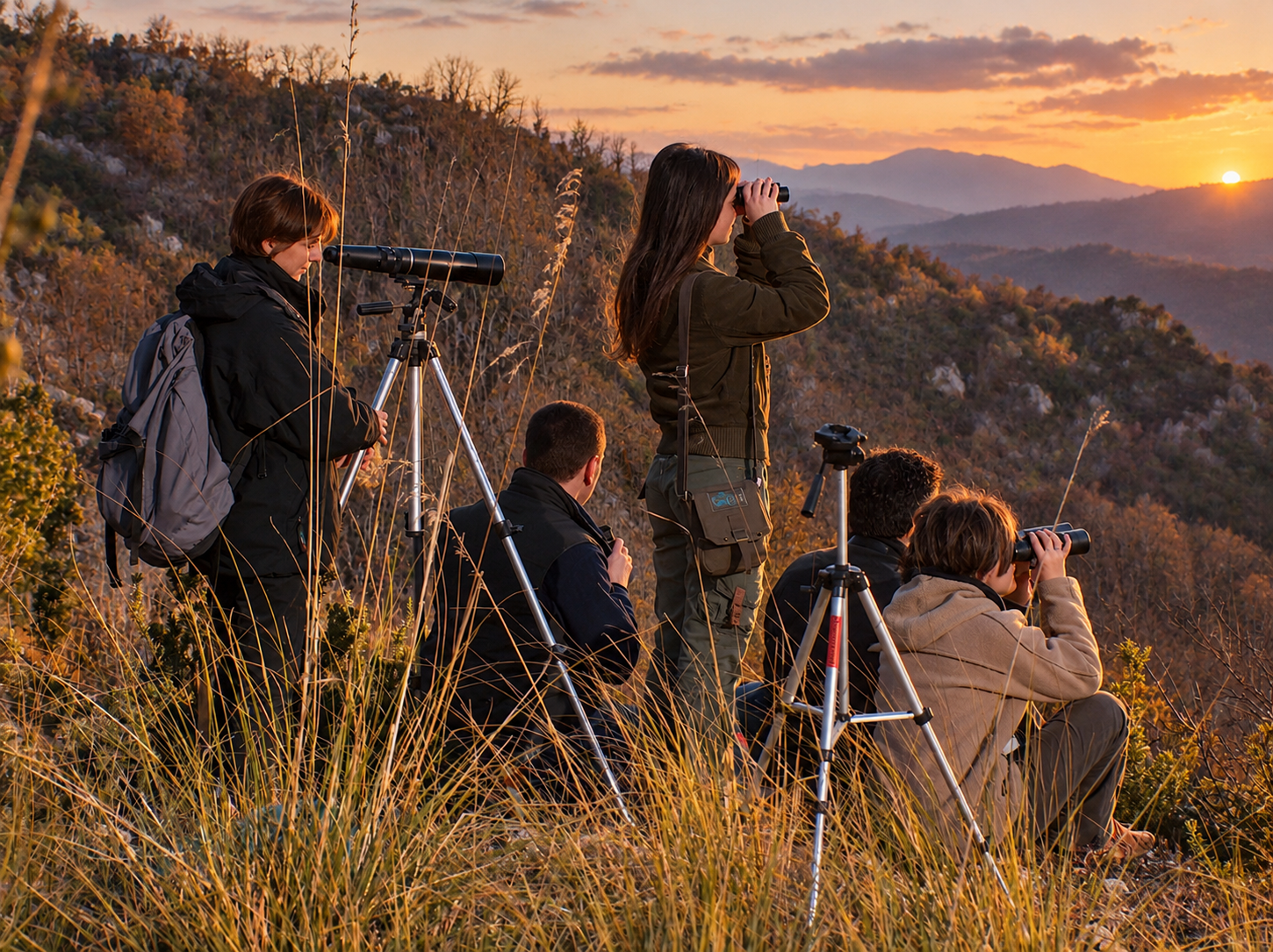 Operatori impegnati in attività di osservazione naturalistica sul campo